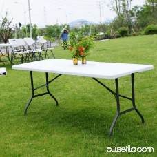 Zimtown 6' Folding Table, Portable Multipurpose Rectangle Plastic Tables, for Indoor Outdoor Picnic Party Dining Camping Meeting, White